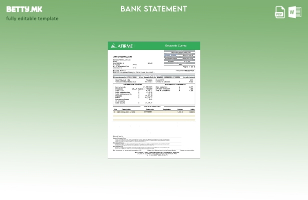 модерен стил Мексико Afirme шаблон за извод од банкарска сметка